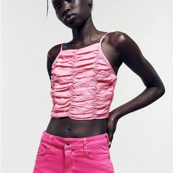 Zara draped pink crop‎ top medium - Picture 2 of 8